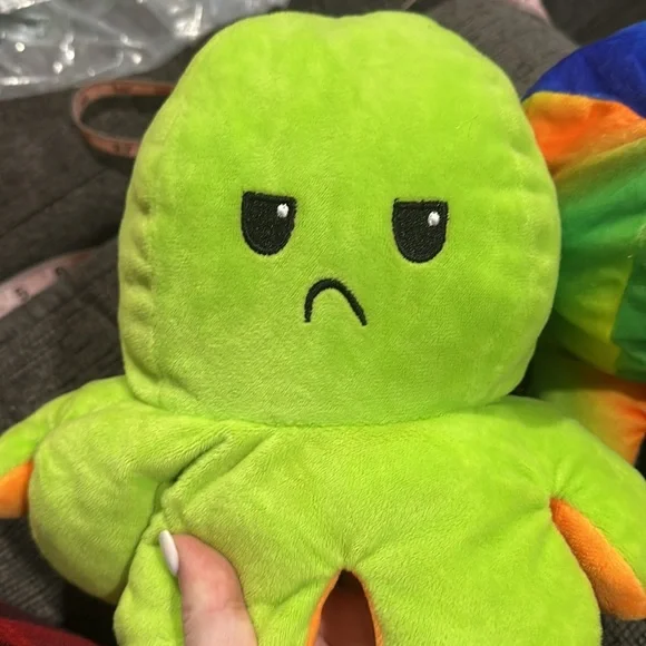 NWOT set of two angry and happy switchable octopus stuffed animals - Picture 2 of 4